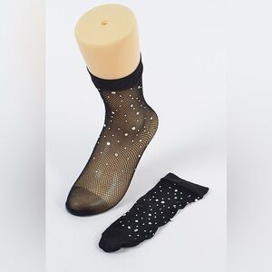 34R. Rhinestone Mesh Socks